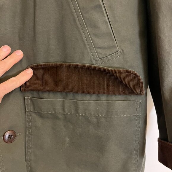 Vintage LL Bean Chore/Barn Coat Men’s Olive Green Corduroy Thinsulate Sz Medium - Picture 6 of 16